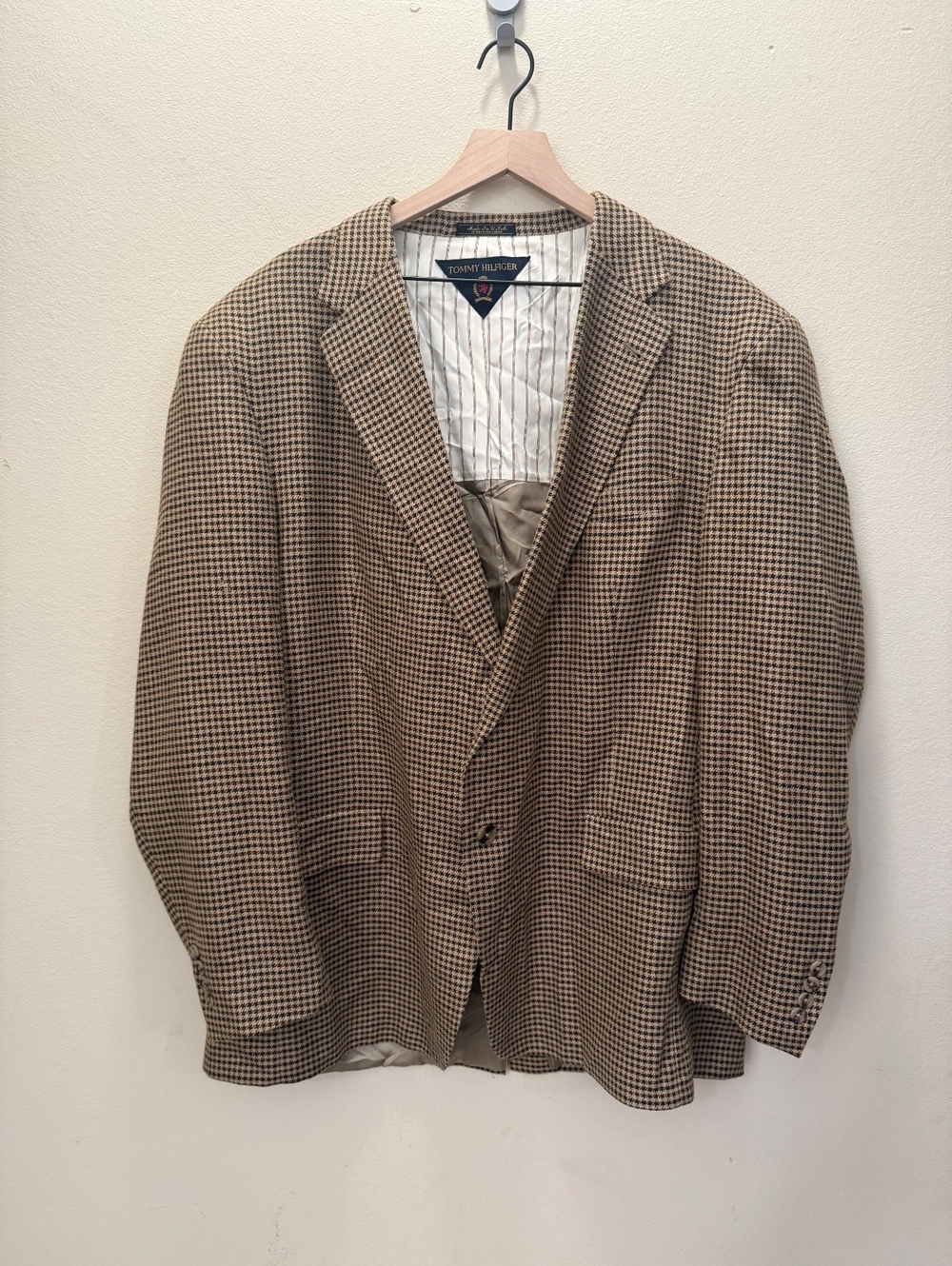 Tommy Hilfiger Men's Brown Houndstooth Blazer Jacket 48L